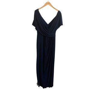 DJ-Jaz Navy Blue Flutter Sleeve Empire Waist Chiffon Maxi Gown Dress Size 12